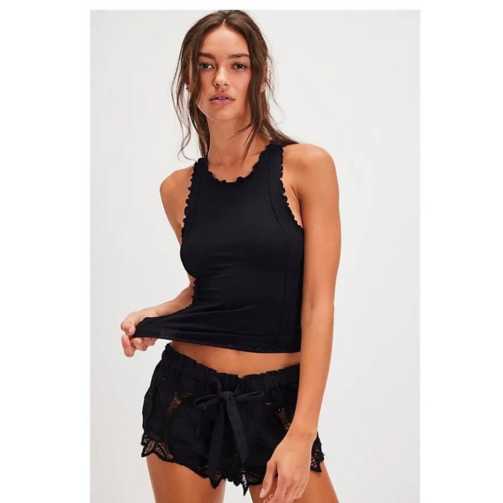 Free People Intimately Better This Way Tank Top Black XS/S New NWT Ribbed Casual